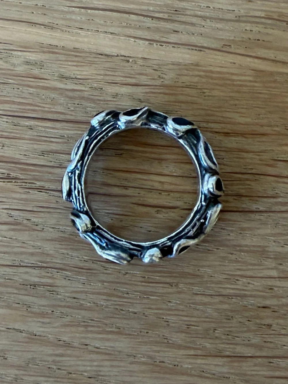Silver Teardrop Accent Women's Ring with Black Inlay